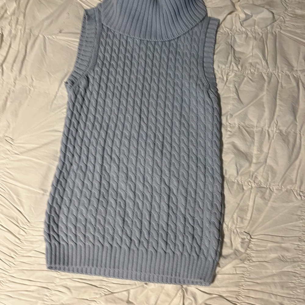 Burberry Light Blue Cable Knit Turtleneck Sweater - Picture 4 of 6